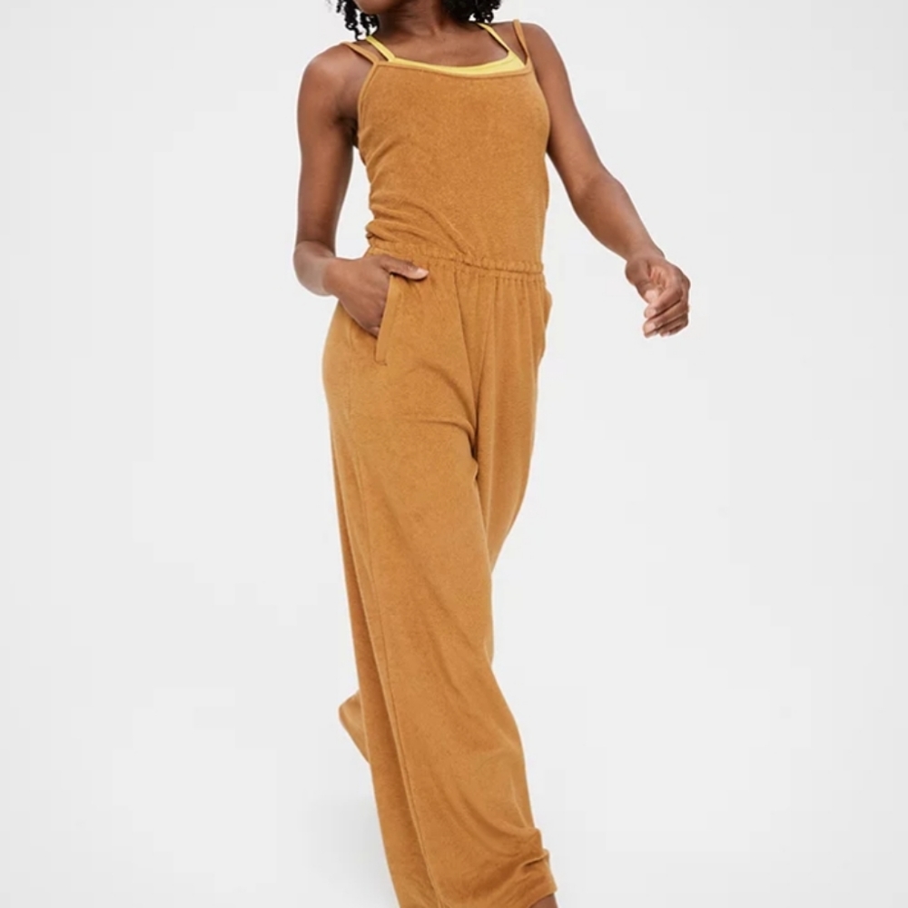 Aerie Mustard Terry Jumpsuit - Picture 2 of 14